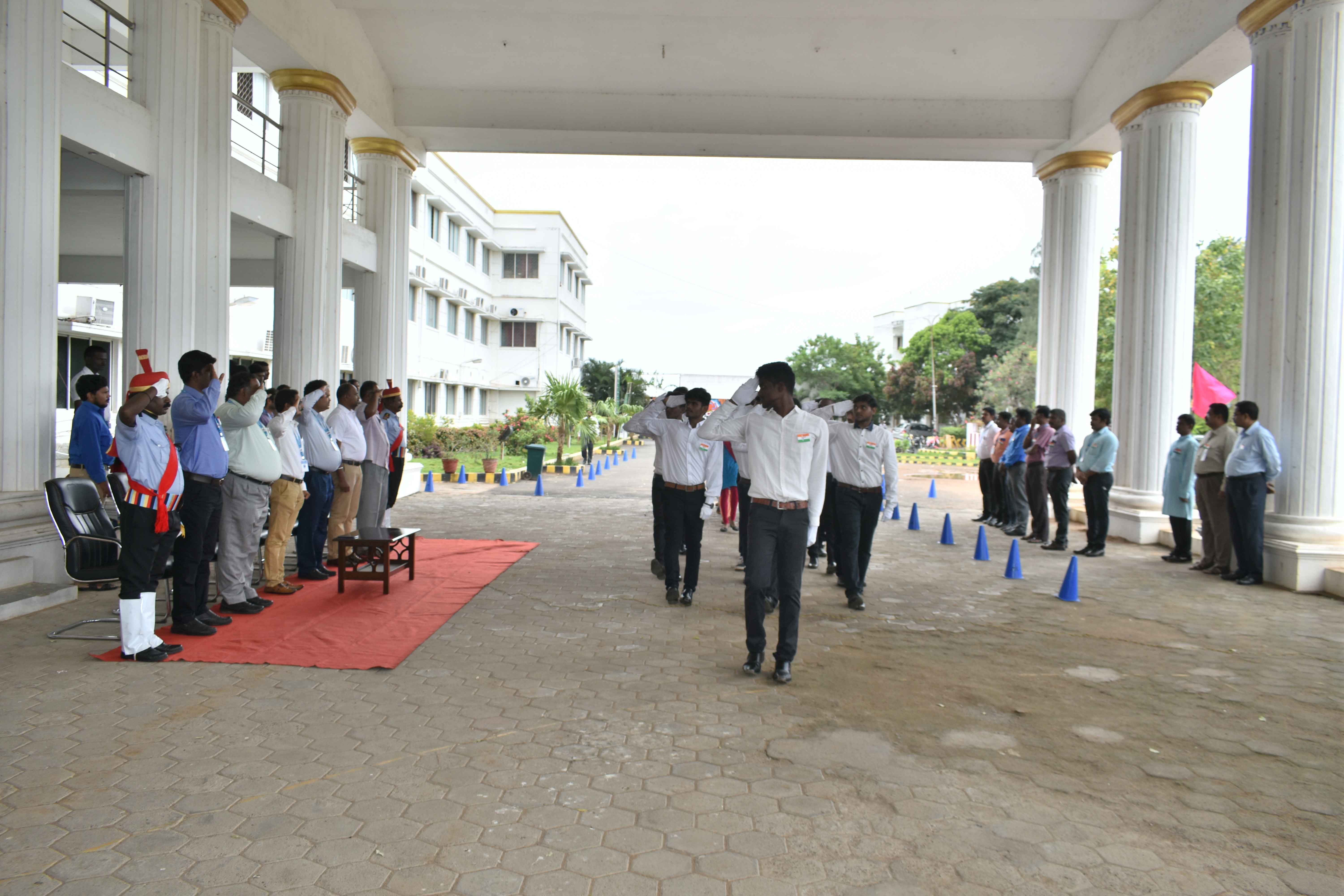 AVIT students saluting to the guests during the parade of Independence day celebration
